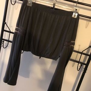 Off the shoulder long sleeve crop top